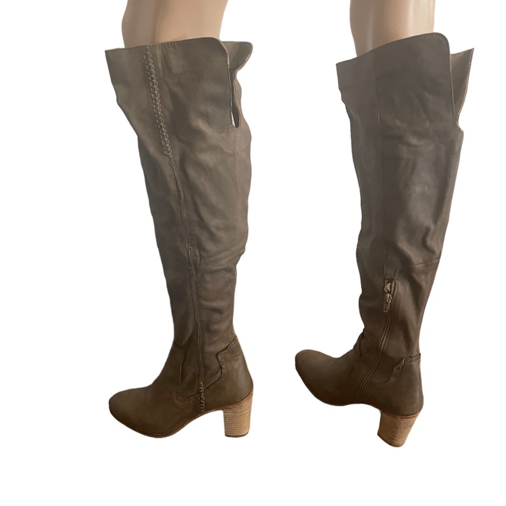 Free People Jack Grey Leather Over-the-Knee Boots 40 US 9.5 New Boho Tall Heel - Picture 6 of 9